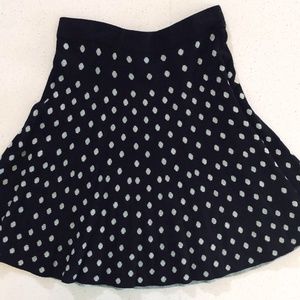 Adorable flared black and white polka-dot skirt